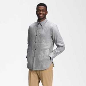 NWT Men’s Quilted Overshirt Jacket in Grey Heather Flax Flannel Chambray